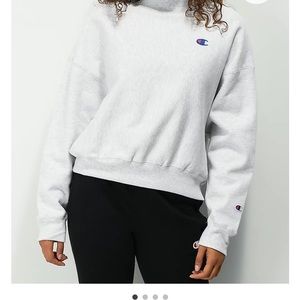 Gray champion crop mock neck sweatshirt size Small.